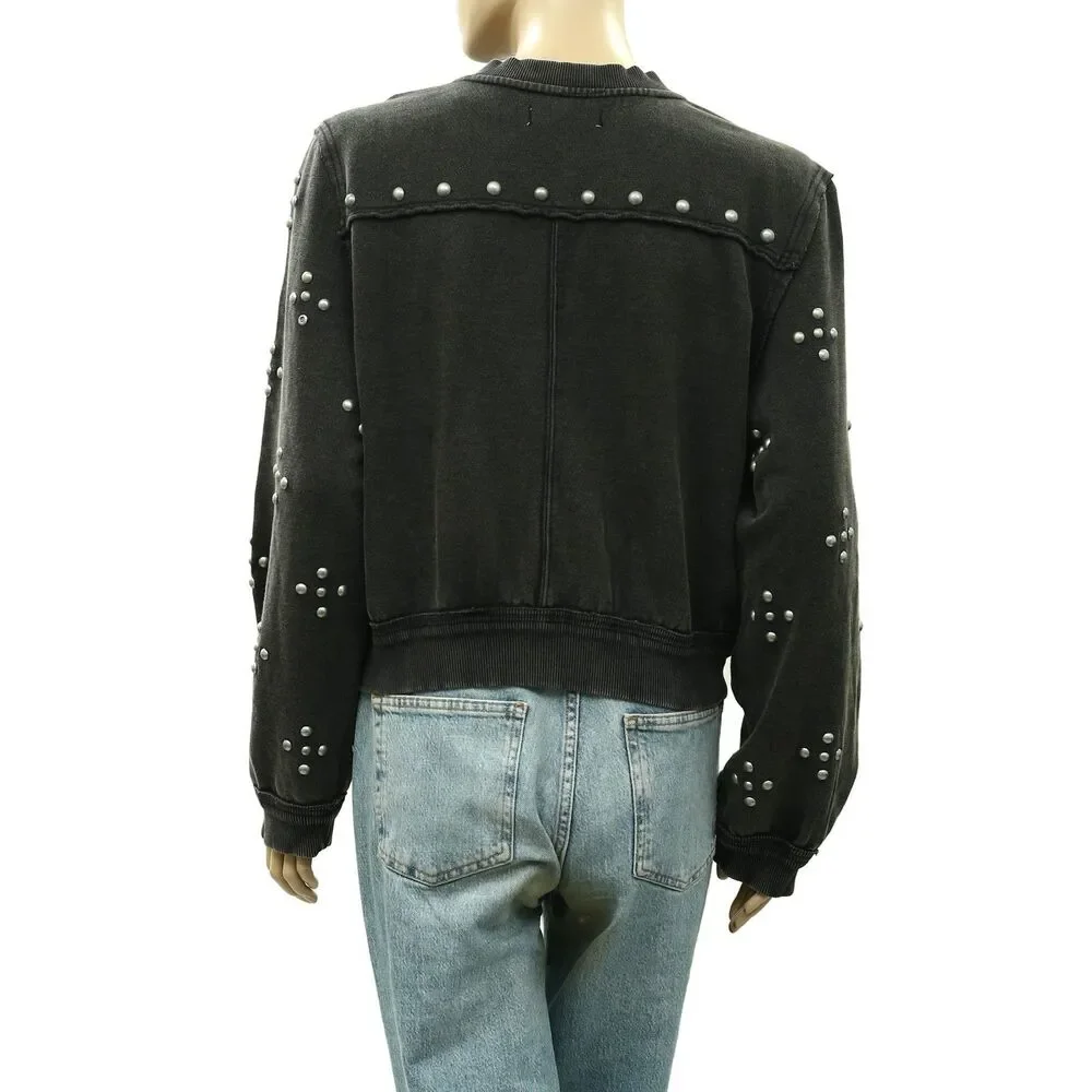 Free people We The Free On My Mind Studded Zip Up Trendy Jacket Cotton M 288884